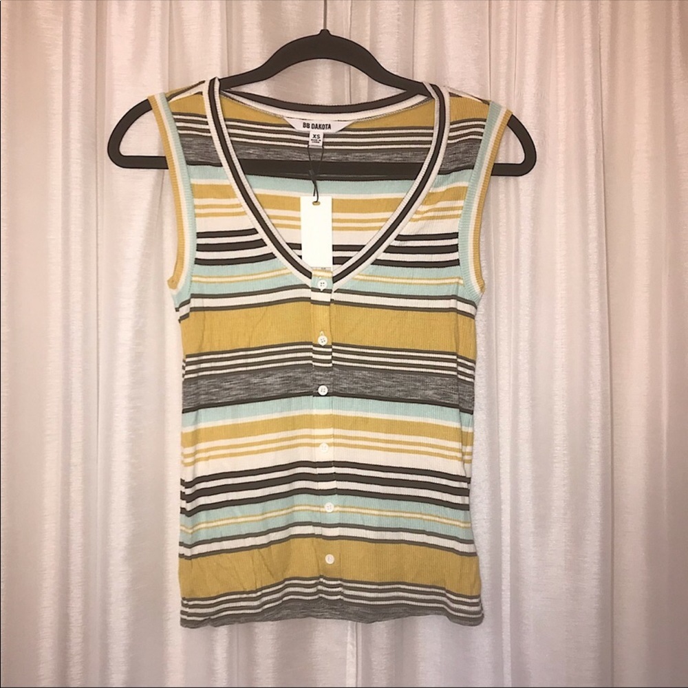 BB Dakota NWT Knits You So Lemon Drop Stripe Top XS